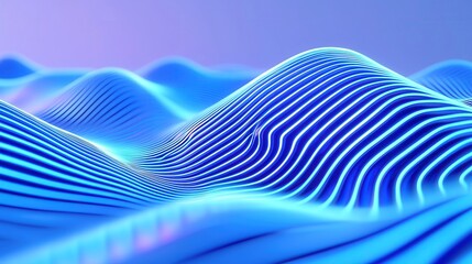 Poster - Neon Blue Grid Motion Design, dynamic lines pulsate with energy, embodying a modern sci-fi aesthetic, vibrant hues enhance digital landscapes, perfect for futuristic projects