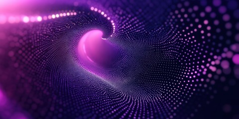 Poster - abstract digital vortex with glowing purple dots and swirling patterns, creating a mesmerizing visua