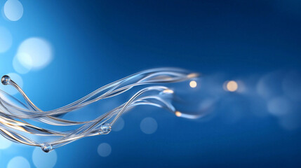 Wall Mural - blue background with a stream of water. minimalistic background.