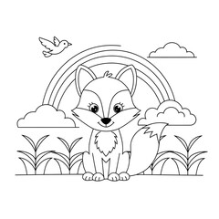 Wall Mural - cute cat coloring page design for kids