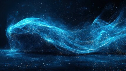 blue energy wave, dark background, futuristic design, website banner