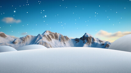 Wall Mural - snowy mountain range with a clear blue sky. minimalistic background.