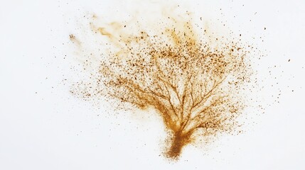 Fototapete - A conceptual tree image formed by scattering particles on a white background in abstract style