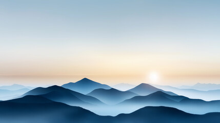 Wall Mural - mountain range with a blue sky in the background. minimalistic background.