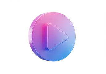 Fototapete - A 3D rendered holographic play button isolated on white background
