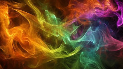 Fototapete - Abstract Colorful Smoke Background with Swirling Lines of Light