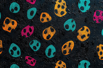 Poster - Bold abstract leopard print pattern in vibrant colors on a dark background for striking visual appeal