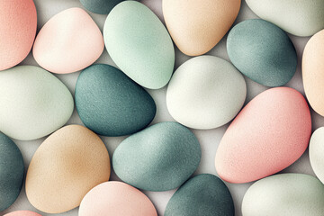 Poster - Modern Scandinavian pattern with abstract pebble shapes in pastel colors showcasing texture and gentle overlapping