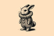 © Victoria - Rabbit in clown costume with ruffled collar, vintage illustration