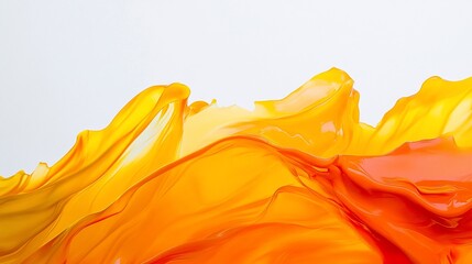 Fototapete - Abstract Fluid Art with Vibrant Orange and Yellow Swirls on a White Background