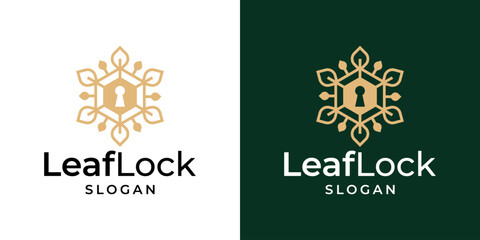 Leinwandbilder - Nature key or leaf vector logo. Nature leaf ornament design