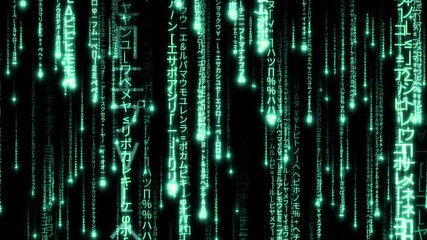 matrix code digital rain of falling characters