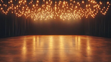 Poster - A beautifully lit stage adorned with shimmering lights, creating a magical atmosphere perfect for events, performances, or celebrations.