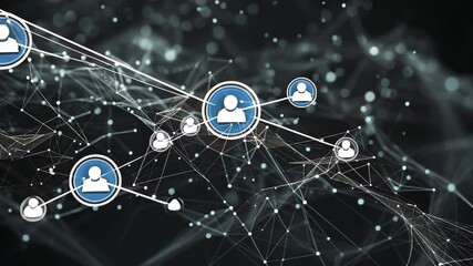 Poster - A digital background features a complex network of interconnected dots and lines, creating an abstract representation of technology and connectivity against a dark backdrop