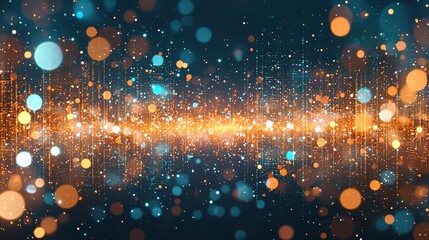 Poster - A vibrant, colorful background featuring a blend of glowing dots and particles, creating a sense of depth and movement in digital design.