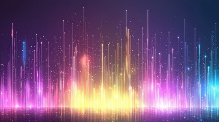 Poster - A vibrant abstract background featuring colorful light beams and sparkling particles, creating an energetic and dynamic visual effect.