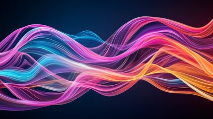 Poster - A vibrant and colorful abstract wave design with fluid lines. Perfect for background or digital art projects, conveying energy and movement.