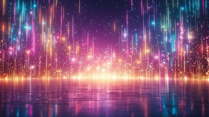 Poster - A vibrant display of colorful light beams radiating from a reflective surface, creating a mesmerizing atmosphere of magic and wonder.