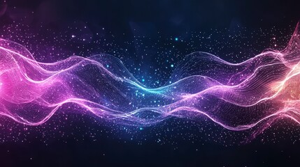 Poster - An abstract display of colorful waves and particles, creating a visually captivating digital landscape that evokes a sense of motion and energy.