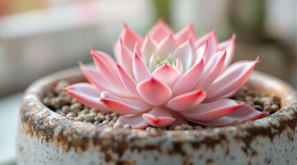 Poster - a succulent plant in a flowerpot with a textured design. The plant has rosettes of fleshy leaves and appears to be well-cared for.