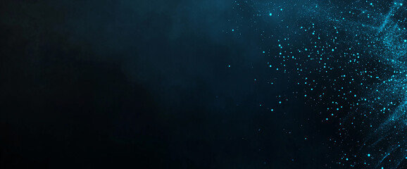 Poster - Abstract glowing blue particles with bokeh effect in dark space