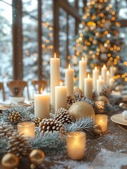 Wall Mural - christmas candle and decorations