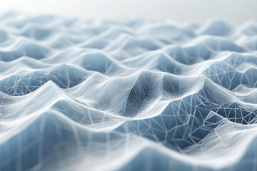 Aufkleber - 3D digital abstract landscape with connected triangular mesh, conceptual representation of waves