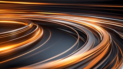 Poster - Abstract digital art featuring dynamic golden lines on a dark background, conveying a sense of speed and motion. Ideal for technology, innovation, and futuristic themes.