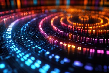 Poster - A close-up shot of a computer screen displaying numerous colorful lights and icons