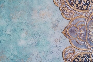 Poster - A close-up shot of a beautiful blue and gold background, suitable for various designs and presentations