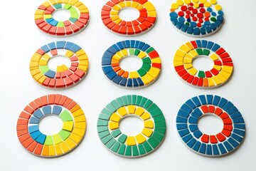 Poster - A collection of vibrant round tiles arranged on a white background