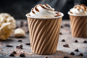 Sticker - A warm and inviting cup of coffee topped with whipped cream and chocolate chips, perfect for a cozy morning or afternoon pick-me-up