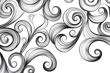Poster - simple geometric design featuring swirling shapes on a white background