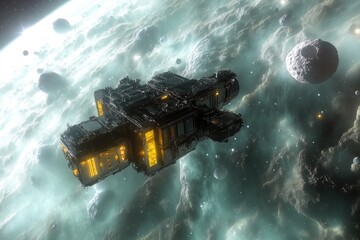 Wall Mural - space station located on the surface of a planet