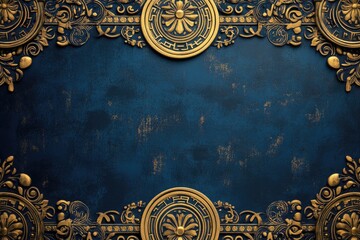 Poster - Decorative design featuring a blue and gold theme, suitable for various uses