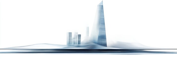 City skyline with dynamic modern architecture set against a minimalist background showcasing innovation and urban design. Generative AI