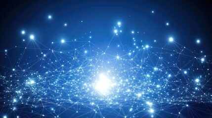 Global network connection, data flow, digital future, glowing nodes, abstract background; tech presentation