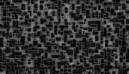 Poster - Intricate white lines intertwining on a black background, creating a complex pattern perfect for technology and abstract projects