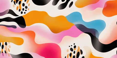 Poster - A colorful abstract painting with a lot of swirls and dots. The colors are bright and bold, and the overall mood is energetic and playful