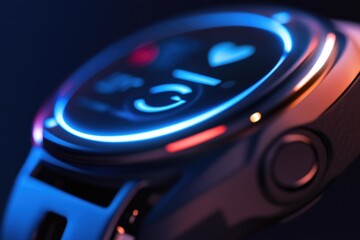 Poster - A close-up view of a smartwatch on a table, suitable for use in technology or lifestyle settings