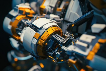 Poster - A close-up shot of an industrial machine in operation, suitable for use in industry-related contexts or as a design element