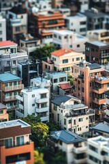 Canvas Print - Aerial view of urban architecture with numerous structures and streets