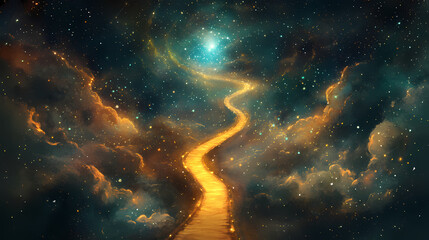 Canvas Print - golden path extends sky