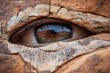 © Ева Поликарпова - A close-up shot of a person's eye staring at a rock, potential for contemplation or focus