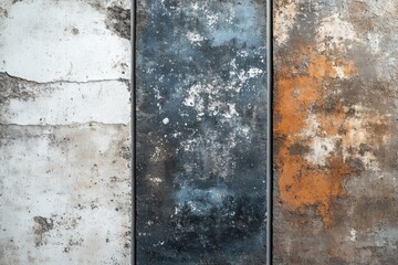 Poster - A collection of four differently colored concrete panels with textured surfaces