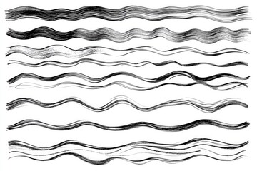 Poster - A series of black and white wavy lines, suitable for use in various graphic designs