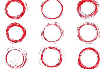 Poster - A group of bright red circles against a clean white background, suitable for use in design and communication projects