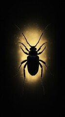 Wall Mural - Menacing Silhouette of a Spider Looming Against a Mysterious Darkened Background  The Eerie Ominous Image Evokes a Sense of Foreboding and Fear Perfect for Horror Halloween