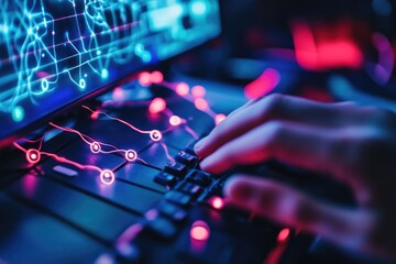 Poster - A close-up shot of a person typing away on their laptop
