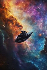 Wall Mural - a spacecraft soaring through the vastness of space, surrounded by countless stars